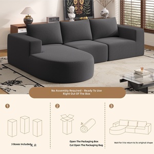 Ensemble de canapés modulaires modernes en forme de L, compressés sous vide, en mousse haute densité, revêtement en velours côtelé, pour petit <span class=keywords><strong>appartement</strong></span> - Product Image 5