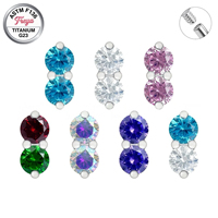 Bunter Zirkon-Ohrstecker mit flacher Rückseite für Helix und Knorpel, ASTM F136 Titan, niedlicher Erdnuss-Labret, feiner Körperschmuck