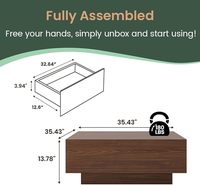 Table basse multifonctionnelle en bois avec tiroirs et compartiment caché, noyer