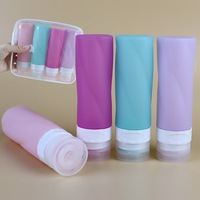 Ensemble de voyage écologique anti-fuite approuvé par la TSA en 4 pièces de 90 ml, kit de flacons de toilette en silicone pour avion