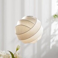 Lustre à boule LED suspendu à grand disque circulaire de Style nordique avec lampe en soie taille moyenne pour salle à manger