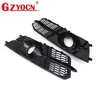 Grille avant noire brillante en nid d'abeille + grille inférieure avec trou pour phare antibrouillard, garniture chromée pour Audi A6 C7PA 16-18 4G0807681AG 4G0853651AG
