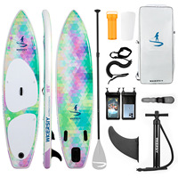 Planche de Stand Up Paddle Gonflable Ultra-légère HY Sports pour Femme, 12,5 kg, à Mouvement Rapide, 3 Ailerons, 320 cm, Matériau Brossé SAP, Facile à Pagaier et à Surfer