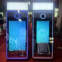 Miroir Photo Booth Personnalisé avec Cadre en Bois, Miroir Intégral en Verre de 70 Pouces, Écran Tactile de 43 Pouces pour Location de Mariages et Fêtes