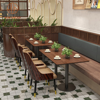 Ensemble de chaises de table à manger en cuir et bois massif pour restaurants cafés-Meubles personnalisables en gros pour café restaurant