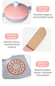 Ensemble de <span class=keywords><strong>cuisine</strong></span> <span class=keywords><strong>en</strong></span> <span class=keywords><strong>bois</strong></span> pour enfants pour l'éducation précoce et les jeux de rôle parent-enfant - Âges 2-13 ans - Product Image 4