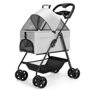 Puertas con cremallera de doble cara Paneles de malla ultra-transpirables Portador de mascotas desmontable <span class=keywords><strong>plegable</strong></span> de una mano Cochecito de mascotas <span class=keywords><strong>para</strong></span> <span class=keywords><strong>perros</strong></span> y gatos - Product Image 5