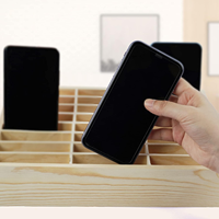 Boîte de rangement pour téléphones portables, 24 compartiments, simple, pour bureau, salle de classe, support de placement pour téléphones portables, boîte de rangement multi-grilles en bois