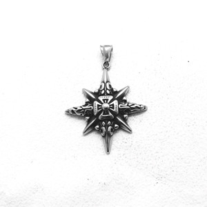 yunnique European American Style Punk <b>Star</b> Pendant Necklace Tibetan Silver Unisex Fashion Jewelry Retro Cross <b>Design</b> - Product Image 5
