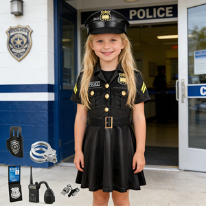 Disfraz de Policía Femenina Personalizable con Accesorios de Juguete, Kit de Juego de Roles para Niños, Disfraz de Policía para Halloween - Product Image 4