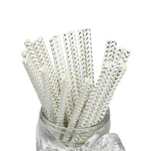 Hot Stamped Silver Paper Straws Disposable Metallic Food Grade Party Drinking Straws Straight Pipe Cross-border New Product - Product Image 2