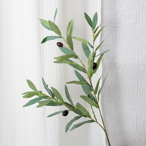 LO-131 <span class=keywords><strong>Tige</strong></span> d'<span class=keywords><strong>olivier</strong></span> artificielle en soie légère à 3 fourches avec fruits pour décorations de mariage à la maison et d'événements en gros - Product Image 6