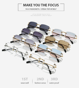 <span class=keywords><strong>Lunettes</strong></span> de soleil de créateur en métal, style chariot de courses, avec logo, monture sans bords taillée au diamant, <span class=keywords><strong>lunettes</strong></span> de soleil tendance - Product Image 6