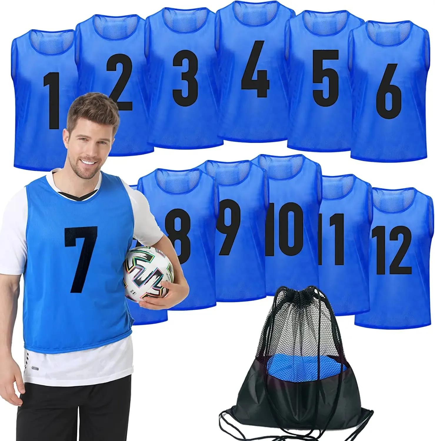 Custom Sports Pinnies-Numbered Practice Vest Pennies for Soccer Basketball Jersey Bibs -Set of 12/Youth Adults Team