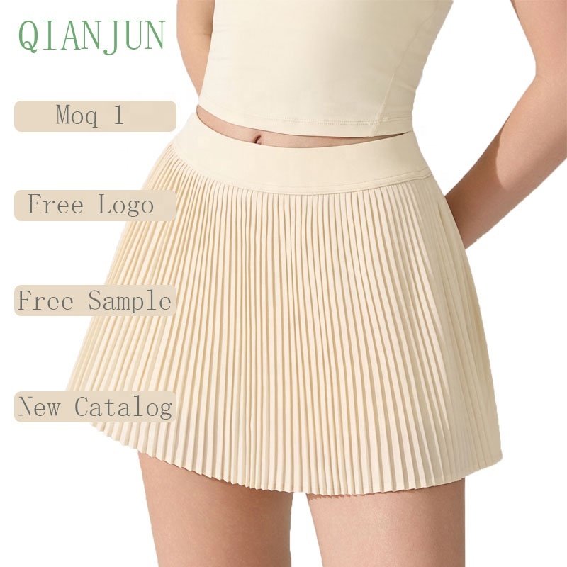 Hot Selling High Waist Exercise Fitness Yoga Pleated Skirt Outdoor Running Fitness Anti Glare Breathable Yoga Dress for Women