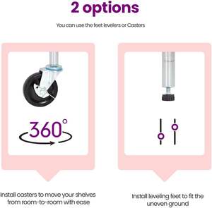 6-שכבות מתכת חוט מדפים יחידת 2100 ק ג קיבולת גלגל שירות עגלת שירות מתכוונן casters - Product Image 5