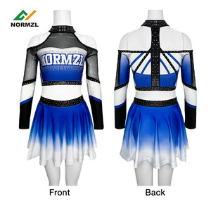 Sparkle Steentjes <span class=keywords><strong>Cheerleading</strong></span> Uniformen Custom Cheerleader Kostuums <span class=keywords><strong>Cheerleading</strong></span> Uniformen Zwart En Blauw - Product Image 5