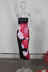 <span class=keywords><strong>Robe</strong></span> élégante pour <span class=keywords><strong>femme</strong></span> 2026 KJ, coupe ajustée, épaules dénudées, imprimé floral, longueur <span class=keywords><strong>midi</strong></span>, style Y2K naturel, idéale pour l'été - Product Image 6