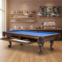 Klassischer Massivholz-Billardtisch mit Steinmarmorplatten Hochwertig 7ft 8ft 9ft für Heim-Snooker & Billard-Sport