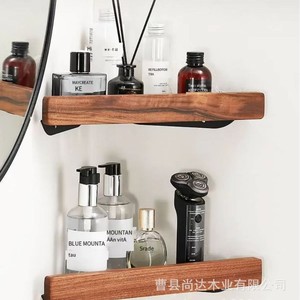 Walnut wood <b>bathroom</b> towel rack, no drilling required, high-end bath towel holder, <b>bathroom</b> shelf, toilet <b>accessory</b>. - Product Image 1