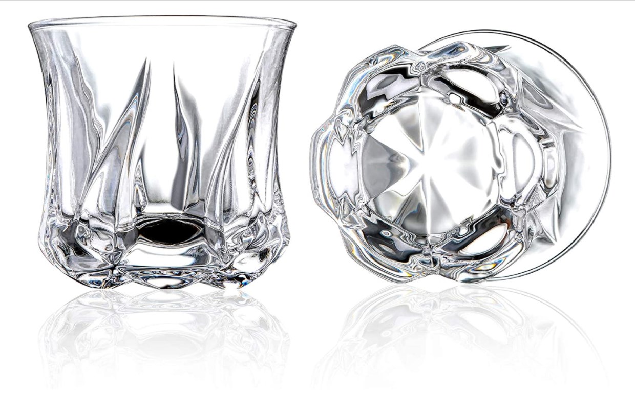 Crystal Whiskey Glasses, 10oz Rocks Glasses Set of 4  Old Fashioned Cocktail Tumblers