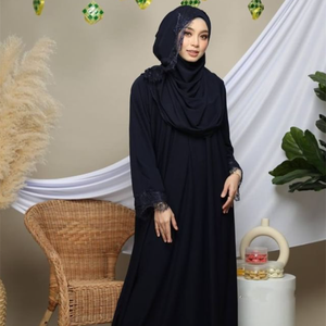 2023 Latest Design Lace Decoration in Scarf and Cuff Daily Beautiful Formal Sari Islamic Clothing Women Silk <strong>Saree</strong> Abaya - Product Image 3