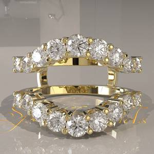 Anillo de Mujer Aggie con Aro Protector Personalizable, Chapado en Oro de 18K, con Diamantes de Corte Brillante, Piedras Cultivadas en Laboratorio, Certificado IGI 6 - Product Image 3
