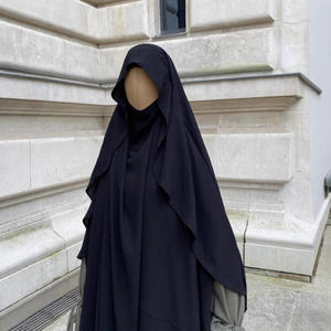 Sharut all'ingrosso di alta qualità modesto musulmano donna Niqab Hijab cravatta in testa indietro Hijab preghiera lungo Jilbab Hijab Jazz crêpe Khimar - Product Image 3