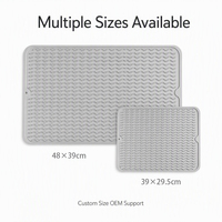 Tapis de cuisine résistant à la chaleur, égouttoir à vaisselle épais gris rose, tapis de protection en silicone souple de qualité pour comptoir et vaisselle