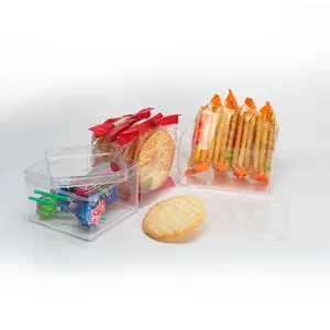 Offre spéciale boîte-cadeau de bonbons boîte en plastique rectangulaire transparente biscuits au chocolat boîtes à friandises avec couvercles