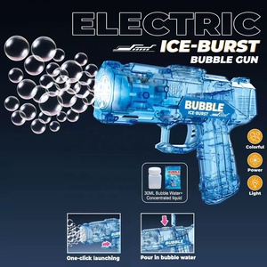 Pistolet à <span class=keywords><strong>bulles</strong></span> électrique transparent avec lumières, lanceur automatique de <span class=keywords><strong>bulles</strong></span> de savon pour fêtes estivales en extérieur - Product Image 2