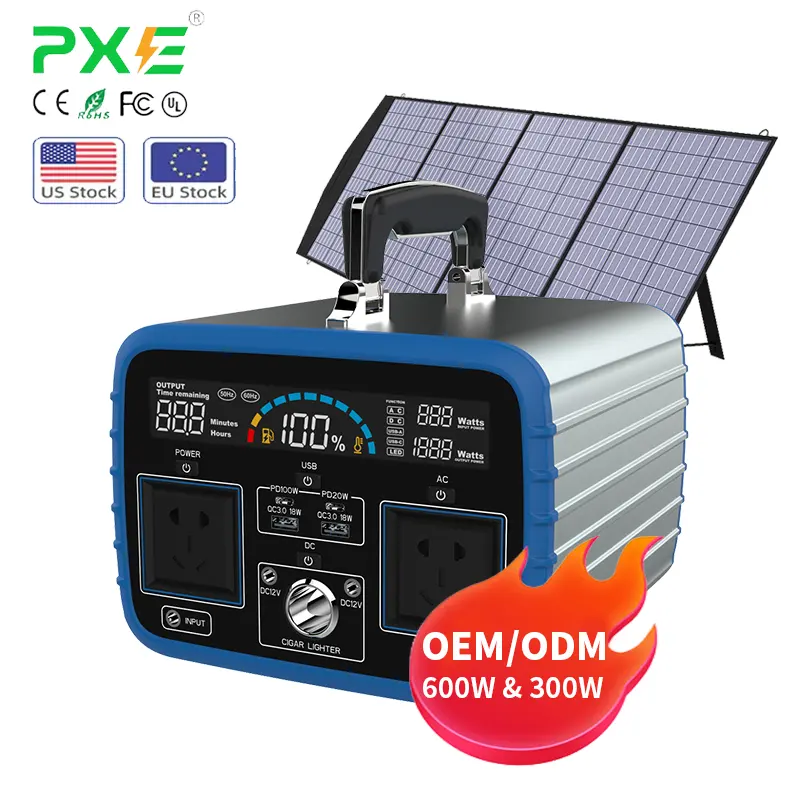 300W 500w Lifepo4 Batterie électrique portable avec panneaux solaires Centrale électrique Banques d'alimentation portables extérieures Centrale solaire