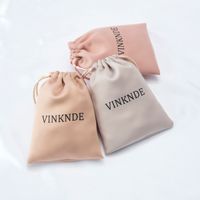 Coloré Champagne Logo personnalisé soie doux élégant boucle d'oreille emballage bijoux pochette en soie poussière Satin sac à cordon