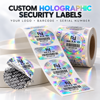 Étiquettes autocollantes holographiques anti-contrefaçon avec logo personnalisé, en PET, scellés de sécurité inviolables avec numéros de série