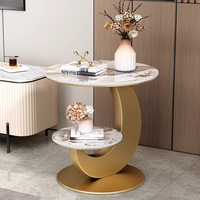 Table d'appoint moderne de luxe à double plateau en pierre, petite table basse pour salon, salle à manger, balcon, chambre à coucher, table de chevet