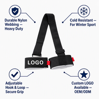 Sangle réglable à double boucle auto-agrippante pour ski, en nylon, avec fermeture tactile, personnalisable, durable, portable, noir, bleu, rouge