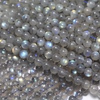 Perles rondes lisses en labradorite bleue de Madagascar AAA naturelle Meihan pour la fabrication de bijoux DIY