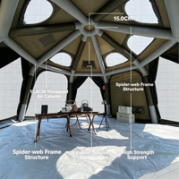 Tente dôme gonflable de glamping YYD OVERLAND INF 5M Forest 19,6 m² en TPU Air Beam PU 3000 MM, résistance au vent niveau 8, 260 CM, pour 6 à 8 personnes