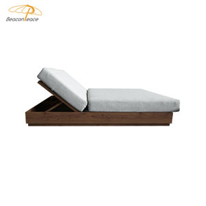 Loisirs bois couleur lit de jour mobilier d'extérieur canapé inclinable Double pliable Chaise longue en aluminium côté piscine <span class=keywords><strong>salon</strong></span> de soleil extérieur - Product Image 3
