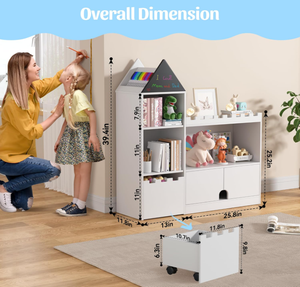 Trẻ em màu trắng lâu đài Kệ sách 6 <span class=keywords><strong>cubby</strong></span> trẻ em Kệ sách gỗ Montessori bé Kệ Sách đồ chơi lưu trữ tổ chức - Product Image 4