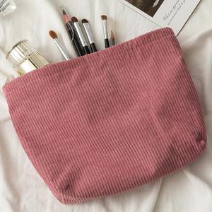 Bolsa de Cosméticos Portátil de Pana con Cierre, Estilo Coreano, Ecológica, Duradera, de Gran Capacidad, 26*5.5*18.5 cm, para Mujer - Product Image 2