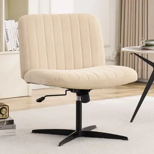 Luxus-Weiß-Selbstbekleidung-Stuhl Mittlerer Rücken armloses Design mit eisen schwarzen Beinen für Wohnzimmer Schlafzimmer-moderne Stil-Salonstühle