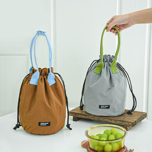 Sac à déjeuner isotherme en coton avec cordon de serrage, sac bento portable pour les employés de bureau et les étudiants - Product Image 1