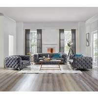 Canapé d'angle moderne de luxe italien pour salon, en velours bleu capitonné, canapé en forme de L, canapé Chesterfield, ensemble de canapés design