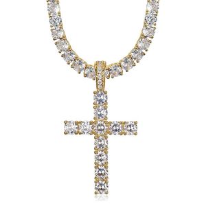 <b>Cross</b> Pendant Necklace Copper Alloy 3A Zircon Pave Setting Unisex Hip Hop Jewelry Gift - Product Image 4