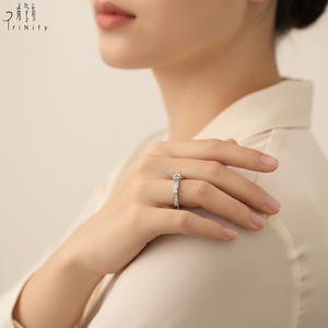 Anillo de Boda de Oro Blanco Sólido de 18k con Diseño Moderno y Elegante de Nudo de Bambú con Diamante Natural Real para Mujer - Product Image 5