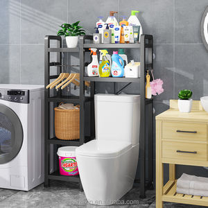 Organizzatore da Bagno in Metallo Espandibile Multi-Livello Sopra il WC <span class=keywords><strong>con</strong></span> Asta Appendiabiti, Scaffale Angolare per Asciugamani e Lavanderia - Product Image 1