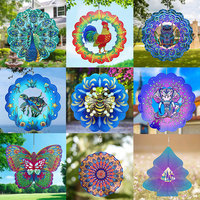 Tête de Chien Animée 3D Sublimation Wind Spinner Blanc Suspendu En Acier Inoxydable Magique En Métal Moulin À Vent De Jardin pour la Décoration