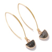 N2025 Nouveau design tendance Boucles d'oreilles ovales en forme de cercle de pierres naturelles œil de tigre turquoise