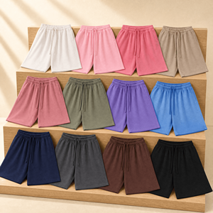 Shorts d'été pour femmes en coton 320 GSM, délavés à l'acide, style vintage, effet usé, coupe ample, grande taille, de créateur, en coton épais de luxe - Product Image 1